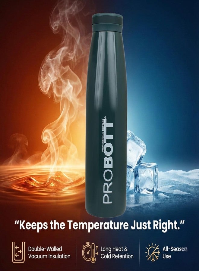 Probott Aquatic 500ml Vacuum Insulated Flask Bottle, Stainless Steel Hot and Cold Water Bottles, Dark Green |Screw Cap| Wide Mouth| Leak Proof |Easy to Carry for Travel, Camping, Gym, Sports, Office - Image 5